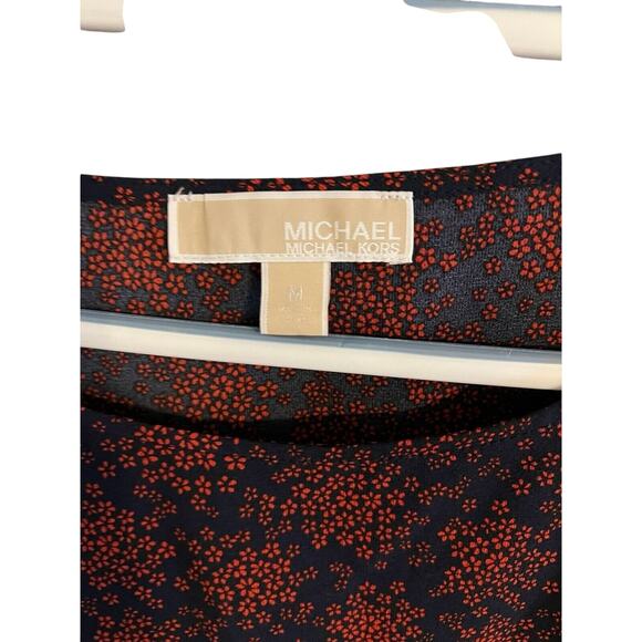 Women's Michael Kors navy and rust blouse with cute knotted side M - Picture 3 of 8